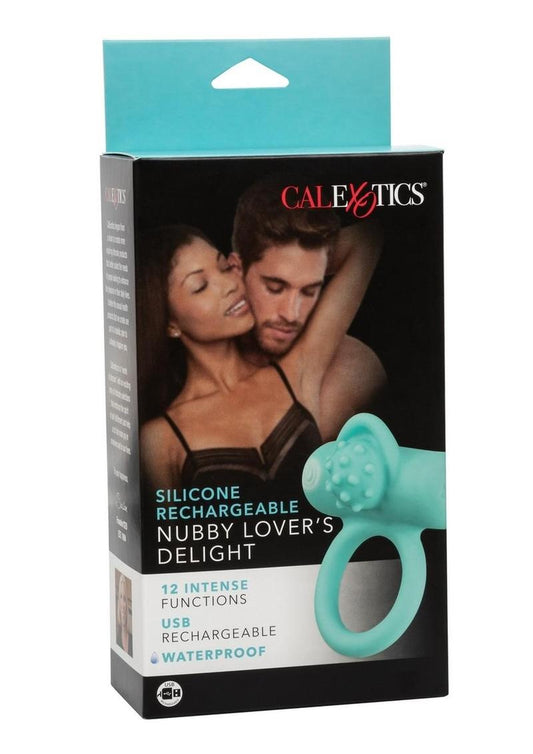 Couple's Enhancers Silicone Rechargeable Nubby Lover's Delight - Teal