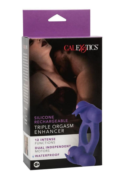 Couple's Enhancers Silicone Rechargeable Triple Orgasm Enhancer - Purple