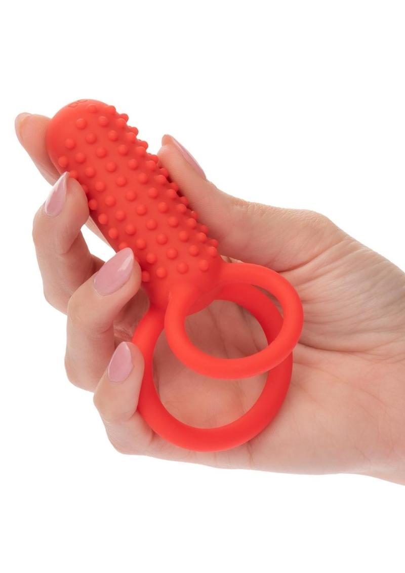 Couple's Enhancers Silicone Rechargeable Vertical Dual Enhancer - Red