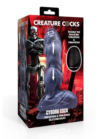 Creature Cock Thrusting and Vibrating Rechargeable Silicone Dildo - Gray/Grey