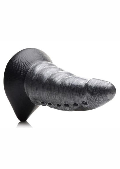 Creature Cocks Beastly Tapered Bumpy Silicone Dildo - Black/Silver - 8.25in