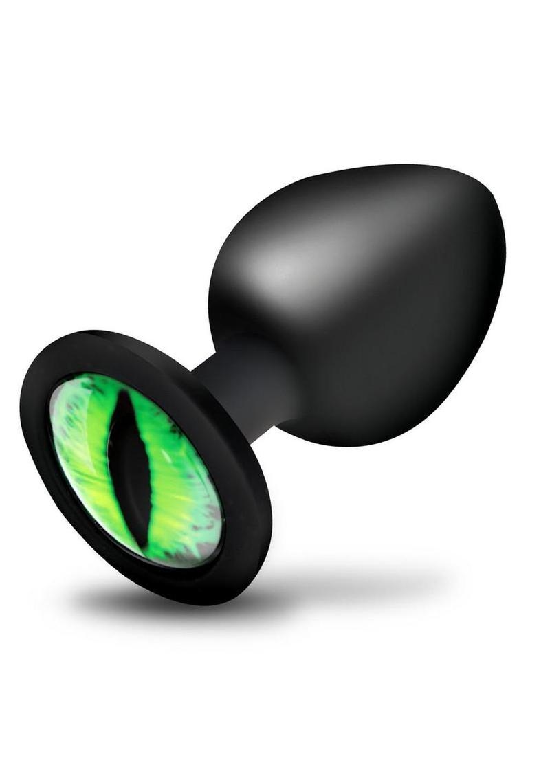 Creature Cocks Green Eye Silicone Butt Plug - Black/Green - Large