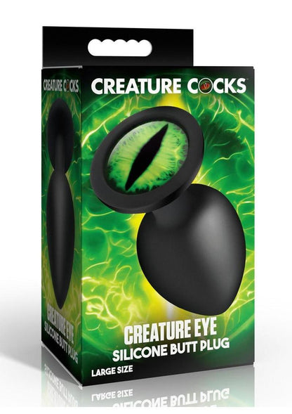 Creature Cocks Green Eye Silicone Butt Plug - Black/Green - Large