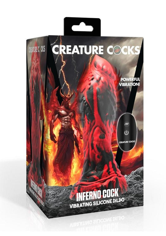 Creature Cocks Inferno Cock Vibrating Silicone Dildo - Black/Red