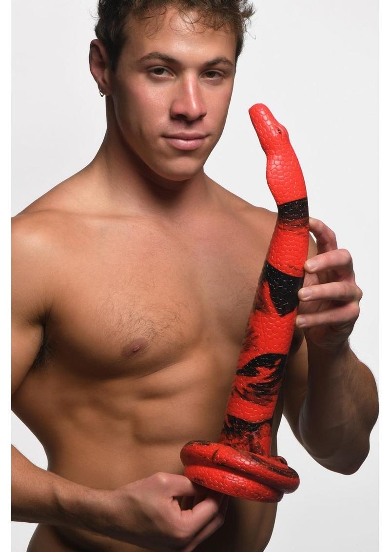 Creature Cocks King Cobra Long Silicone Dildo - Black/Red - XLarge - 18in