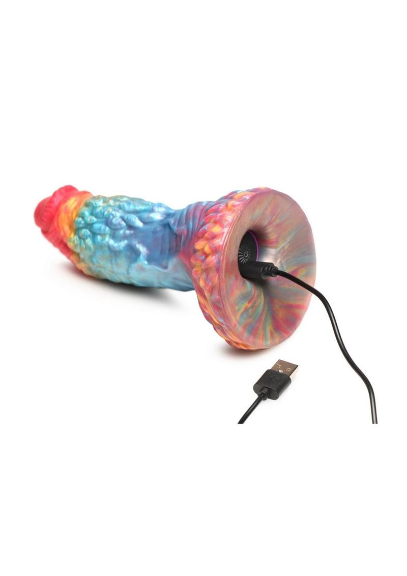 Creature Cocks Phoenix Vibrating Rechargeable Silicone Dildo - Multicolor/Rainbow