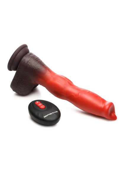 Creature Cocks Ramming Hound Thrusting and Vibrating Rechargeable Silicone Dildo - Brown/Red