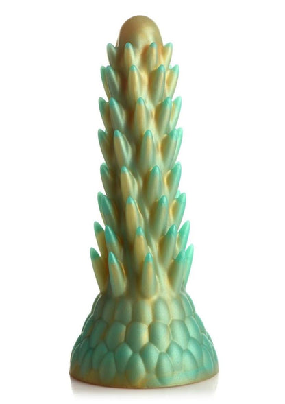 Creature Cocks Stegosaurus Spiky Reptile Silicone Dildo - Gold/Teal