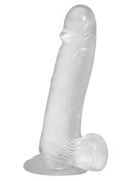 Crystal Addiction Dildo with Balls - Clear - 8in