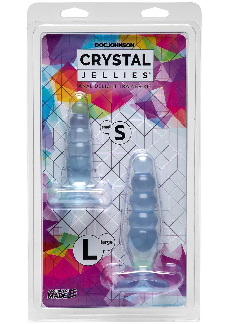 Crystal Jellies Anal Delight Trainer - Clear - Large/Small - 2 Piece Kit