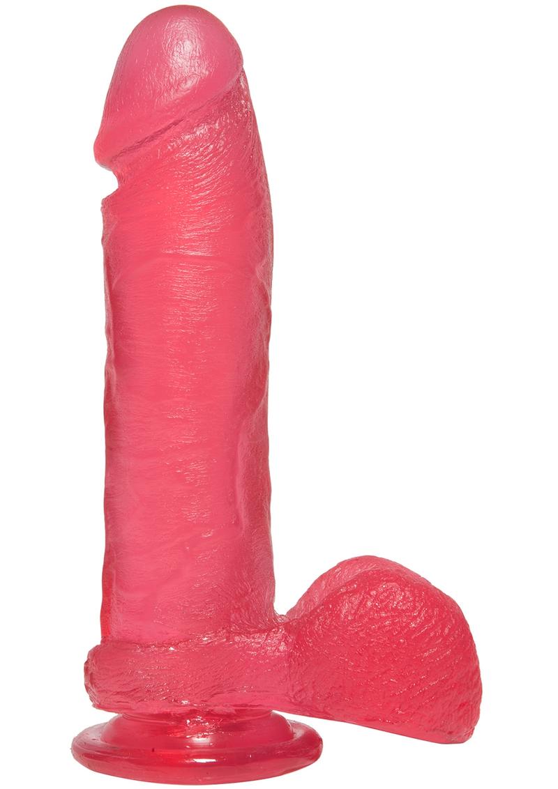 Crystal Jellies Dildo with Balls - Pink - 8in