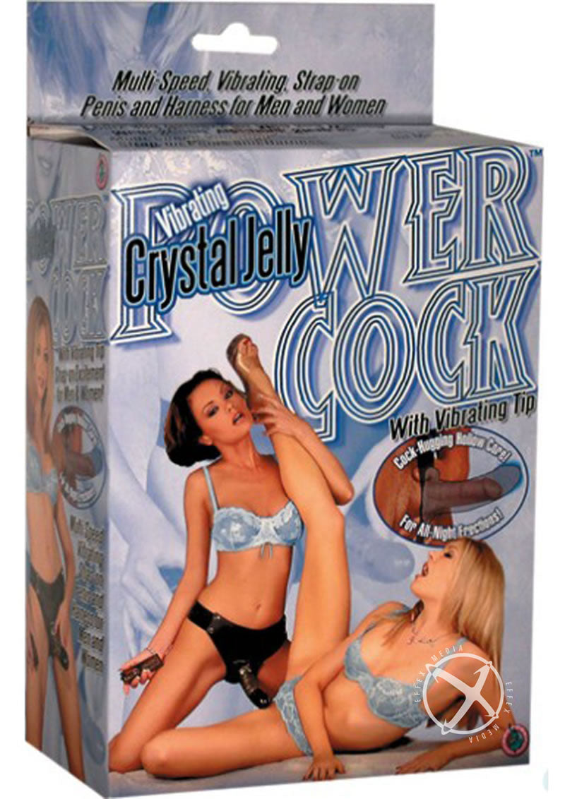 Crystal Jelly Power Cock Vibrating Strap-On Harness with Hollow Dildo