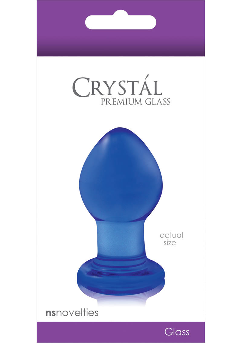 Crystal Premium Glass Butt Plug - Blue - Small