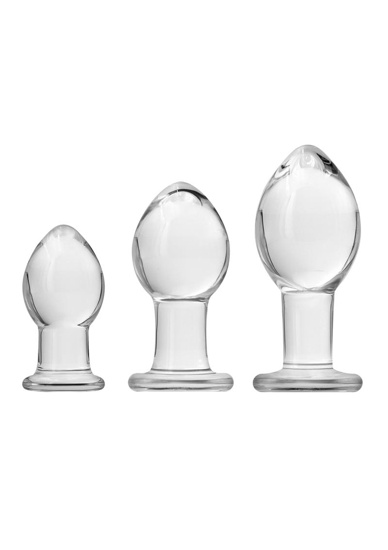 Crystal Premium Glass Trainer Kit Butt Plug - Clear - Set