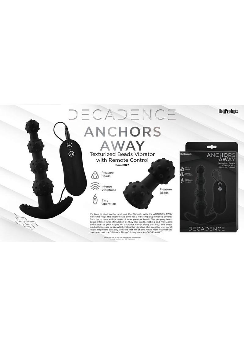 Decadence Anchors Away Silicone Vibrating Butt Plug with Remote Control - Black