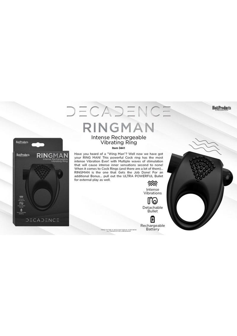 Decadence Ring Man Silicone Vibrating Cock Ring - Black