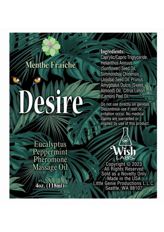 Desire Pheromone Massage Oil 4oz - Eucalyptus/Peppermint