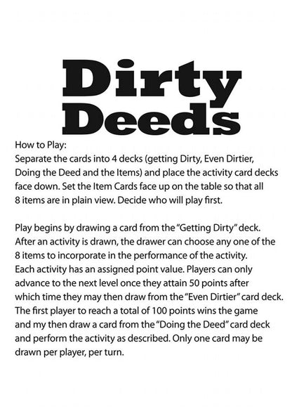 Dirty Deeds Couples Activity Card Game