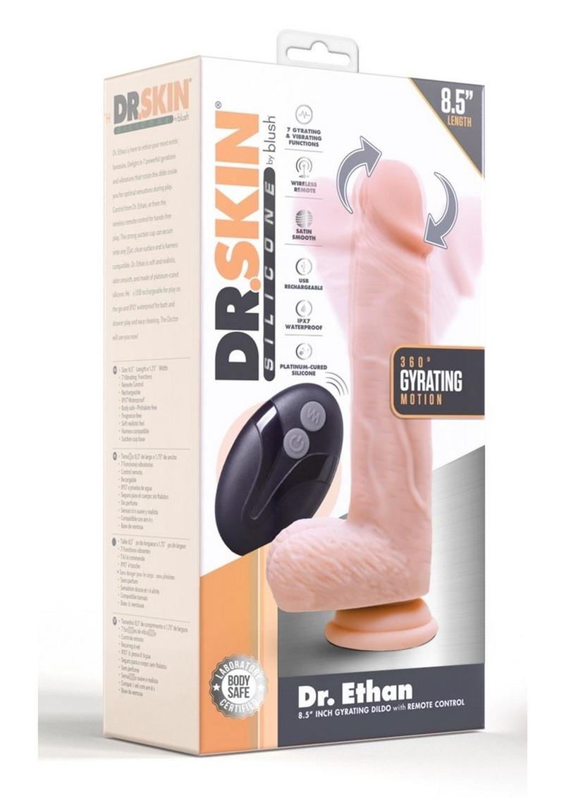 Dr. Skin Silicone Dr. Ethan Gyrating Dildo - Vanilla - 8.5in