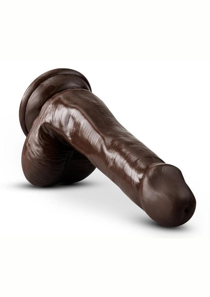 Dr. Skin Plus Posable Dildo with Balls and Suction Cup - Chocolate - 6in