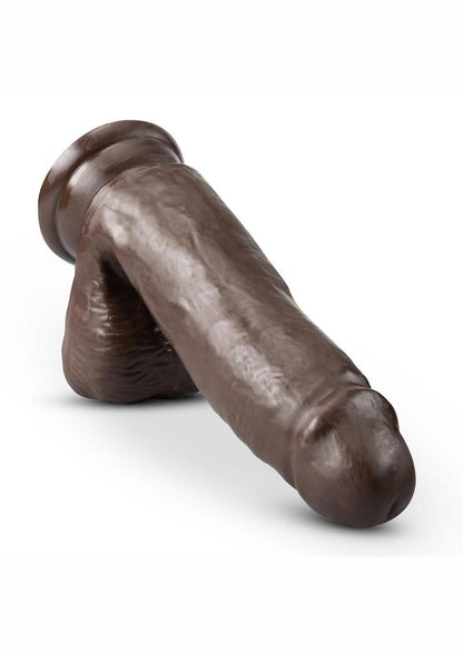 Dr. Skin Plus Posable Dildo with Balls and Suction Cup - Chocolate - 7in