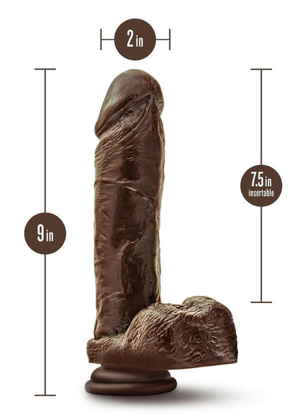 Dr. Skin Plus Thick Posable Dildo with Balls - Chocolate - 9in