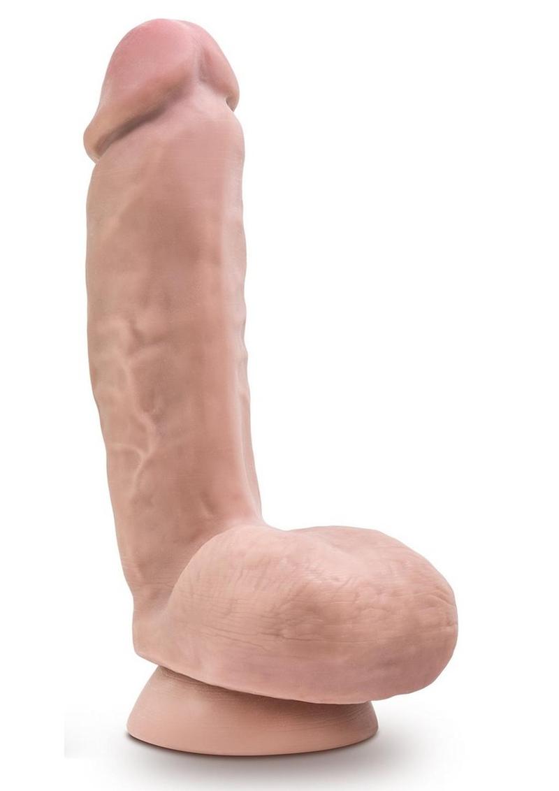 Dr. Skin Plus Thick Posable Dildo with Squeezable Balls - Vanilla - 8in