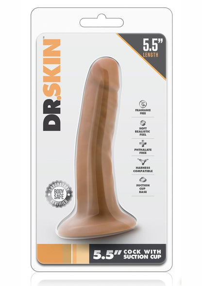 Dr. Skin Cock Dildo with Suction Cup - Caramel - 5.5in