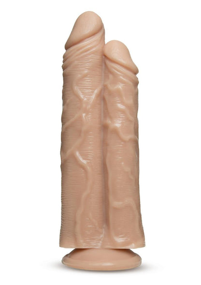 Dr. Skin Double Trouble Dual Penetrating Dildo with Suction Cup - Vanilla - 10.5in