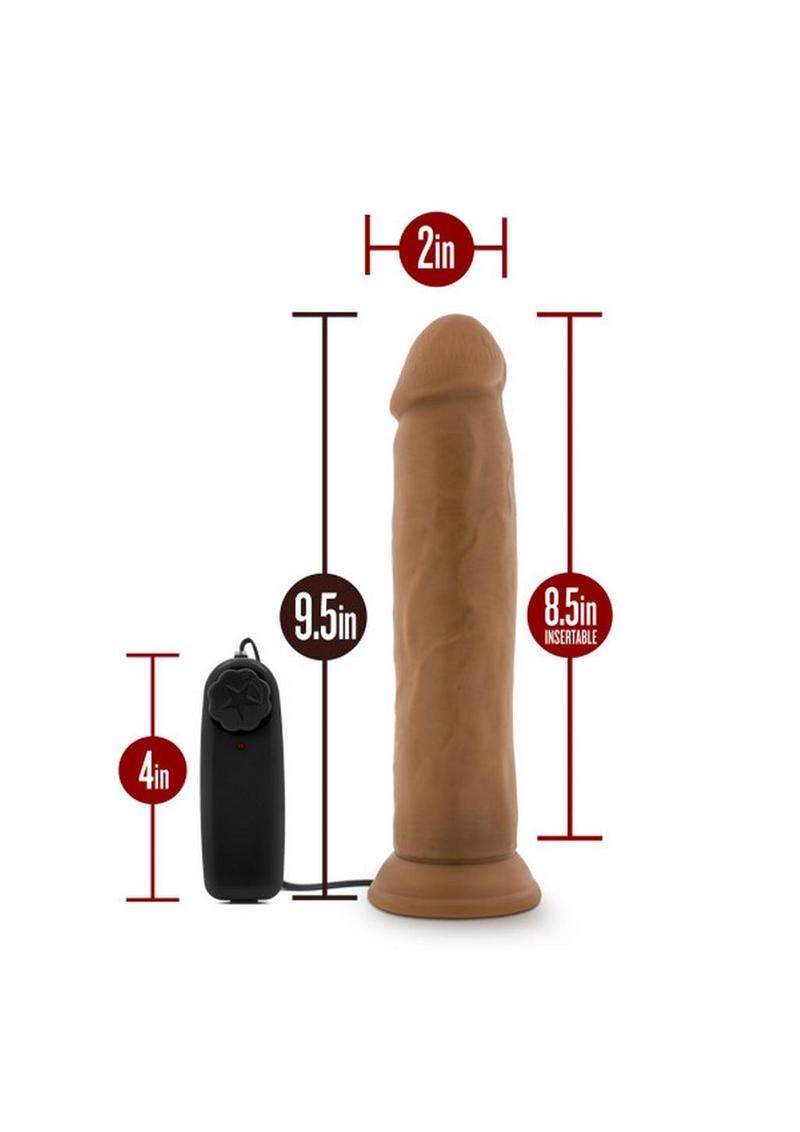 Dr. Skin Dr. Throb Vibrating Dildo with Remote Control - Brown/Mocha - 9.5in