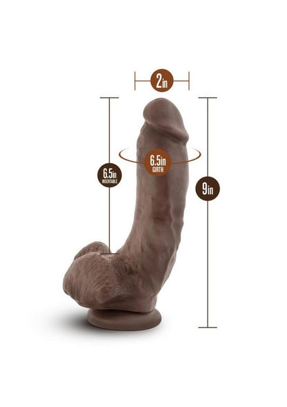 Dr. Skin Mr. Mayor Dildo with Balls and Suction Cup - Chocolate - 9in