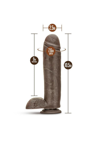 Dr. Skin Mr. Mister Dildo with Balls and Suction - Chocolate - 10.5in