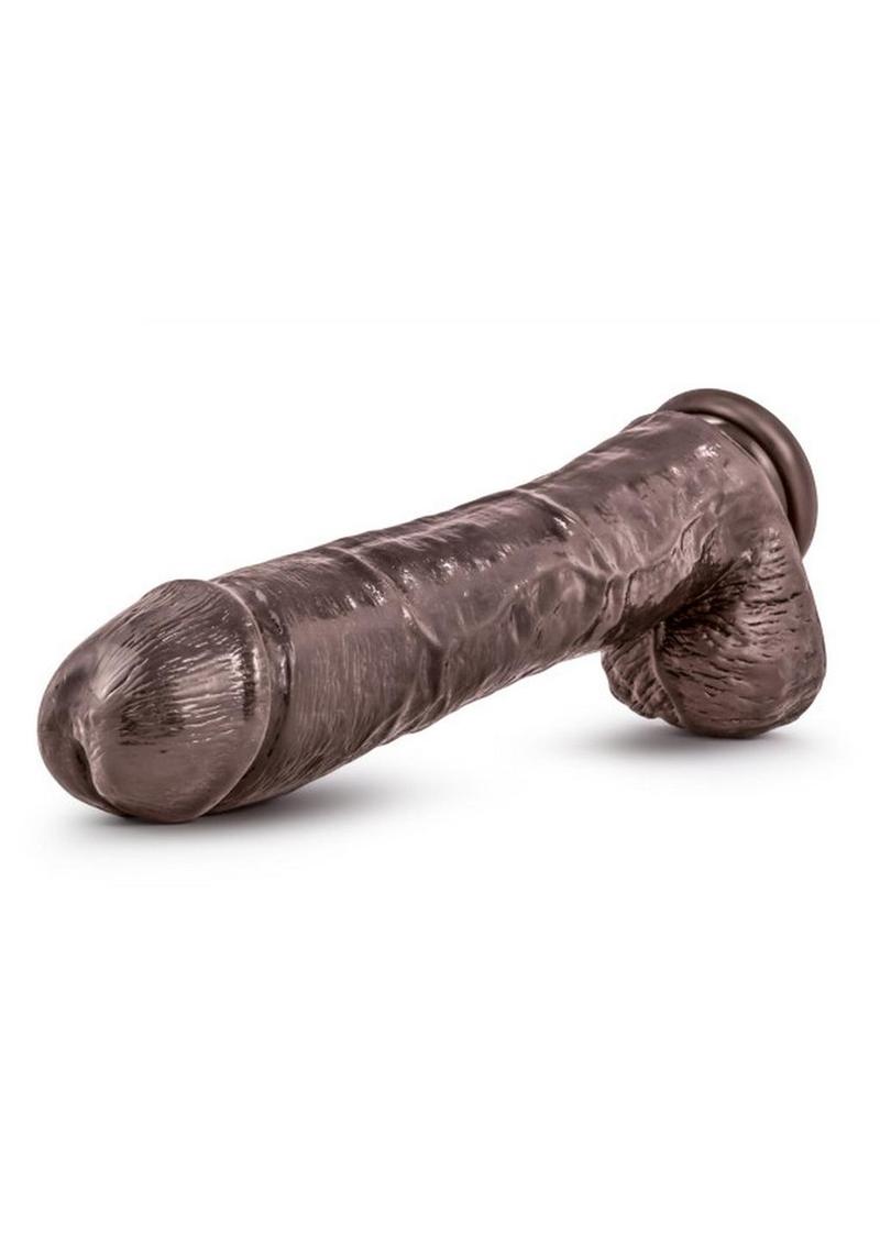 Dr. Skin Mr. Savage Dildo with Balls and Suction Cup - Chocolate - 11.5in