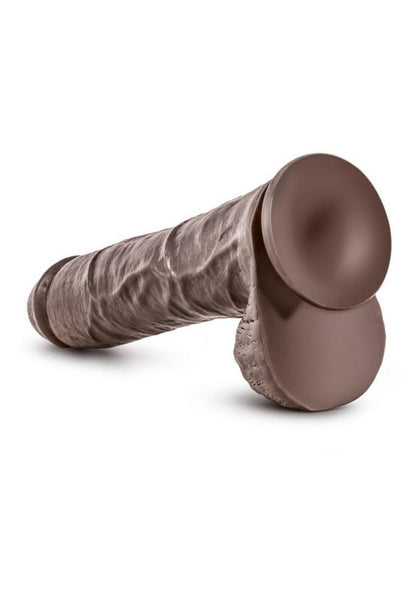 Dr. Skin Mr. Savage Dildo with Balls and Suction Cup - Chocolate - 11.5in