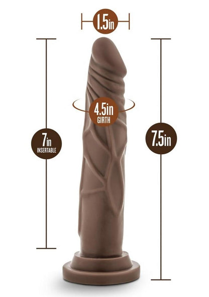 Dr. Skin Realistic Cock Basic 7.5 Dildo - Chocolate - 7.5in