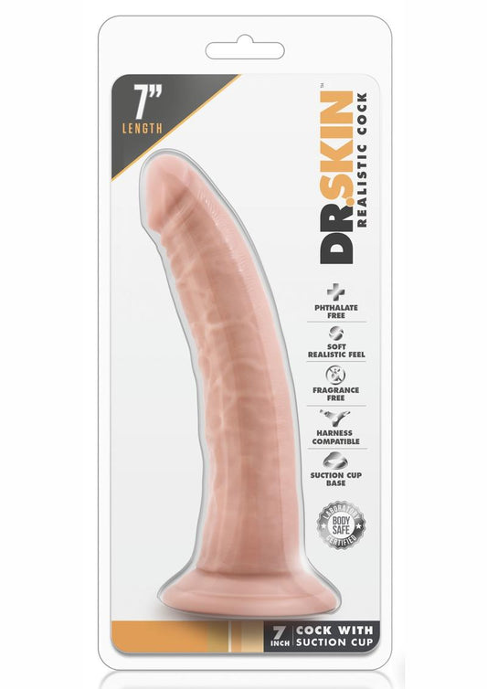 Dr. Skin Realistic Cock with Suction Cup Dildo - Flesh/Vanilla - 7in