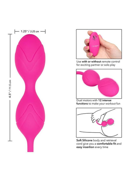 Dual Motor Kegel System Rechargeable Vibrating Silicone Kegel Balls with Remote Control - Black/Pink