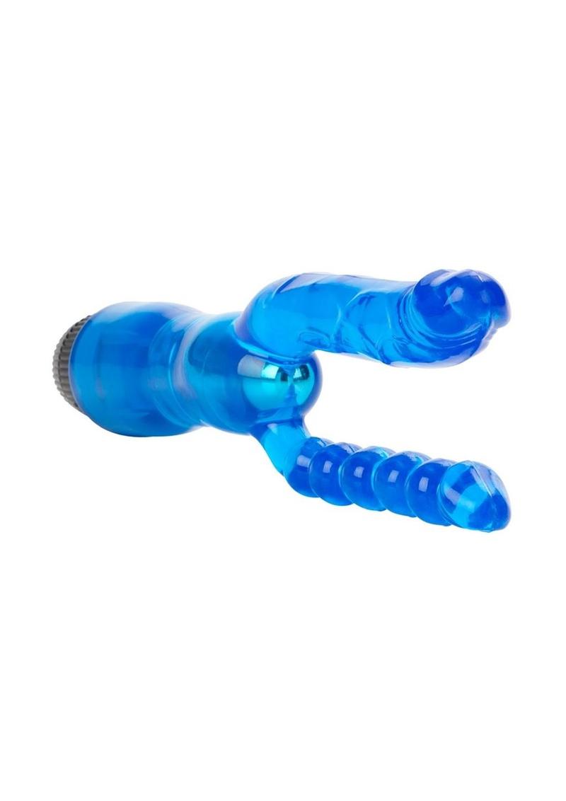 Dual Penetrator Vibrator with Anal Beads - Blue