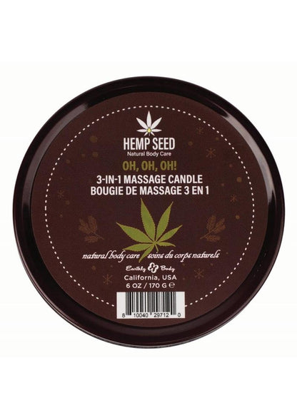 Earthly Body Hemp Seed 3 In 1 Massage Candle - Oh, Oh, Oh