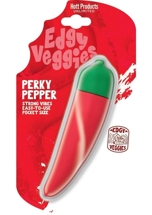 Edgy Veggies Perky Pepper Rechargeable Silicone Vibrator - Green/Red