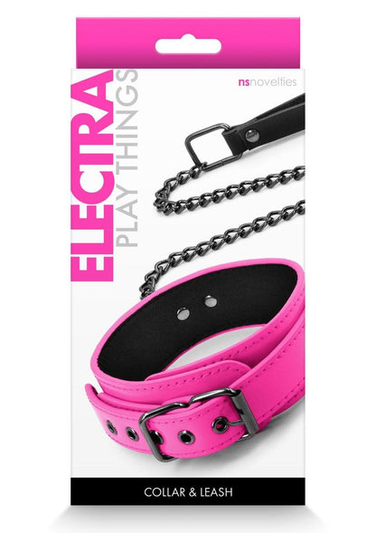 Electra Play Things Pu Leather Collar and Leash - Pink