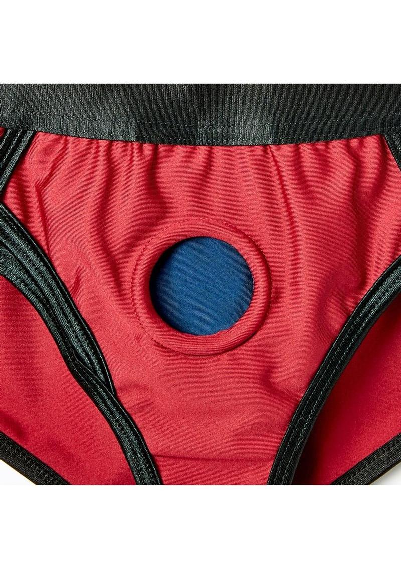 Em.Ex.. Active Harness Wear Contour Harness Briefs - Red - XSmall