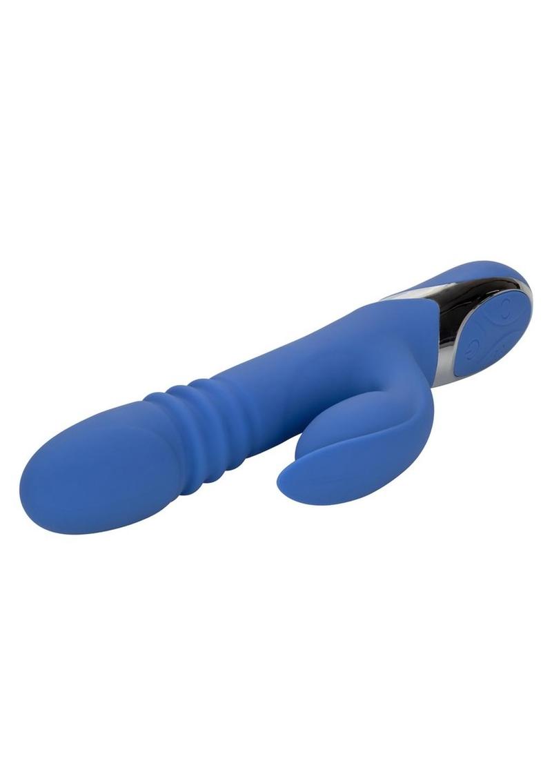 Enchanted Teaser Rechargeable Silicone Thrusting Rabbit Vibrator - Blue