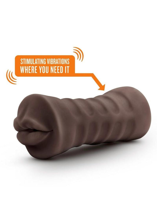 Enlust Kristal Dual End Vibrating Stroker - Mouth - Chocolate