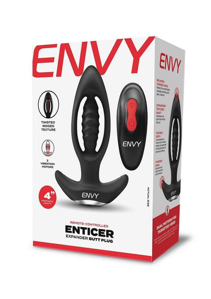 Envy Toys Enticer Remote Controlled Rechargeable Silicone Expander Butt Plug - Black