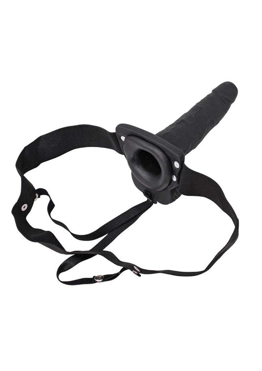 Erection Assistant Hollow Vibrating Strap-On - Black - 6in