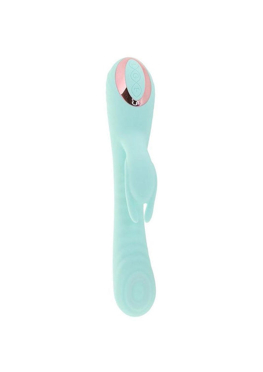 Exciter Thumping G-Spot Rechargeable Rabbit Vibrator - Aqua/White