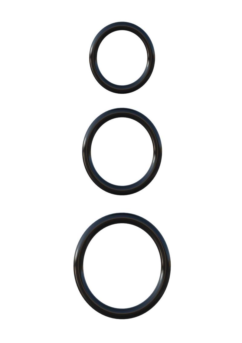 Fantasy C-Ringz Silicone 3-Ring Stamina Cock Ring - Black - Set