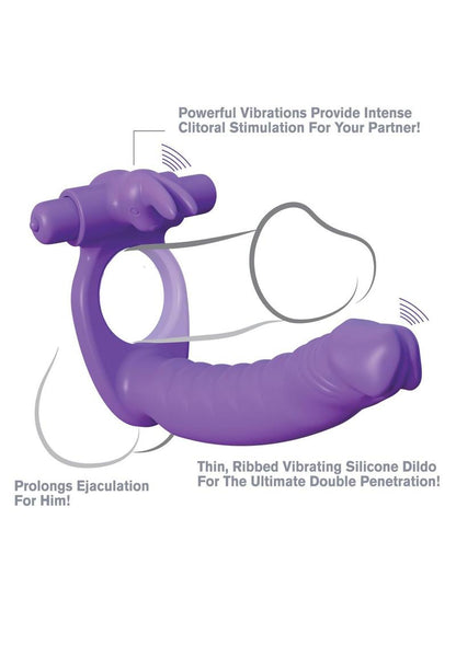 Fantasy C-Ringz Silicone Double Penetrator Rabbit Cock Ring - Purple