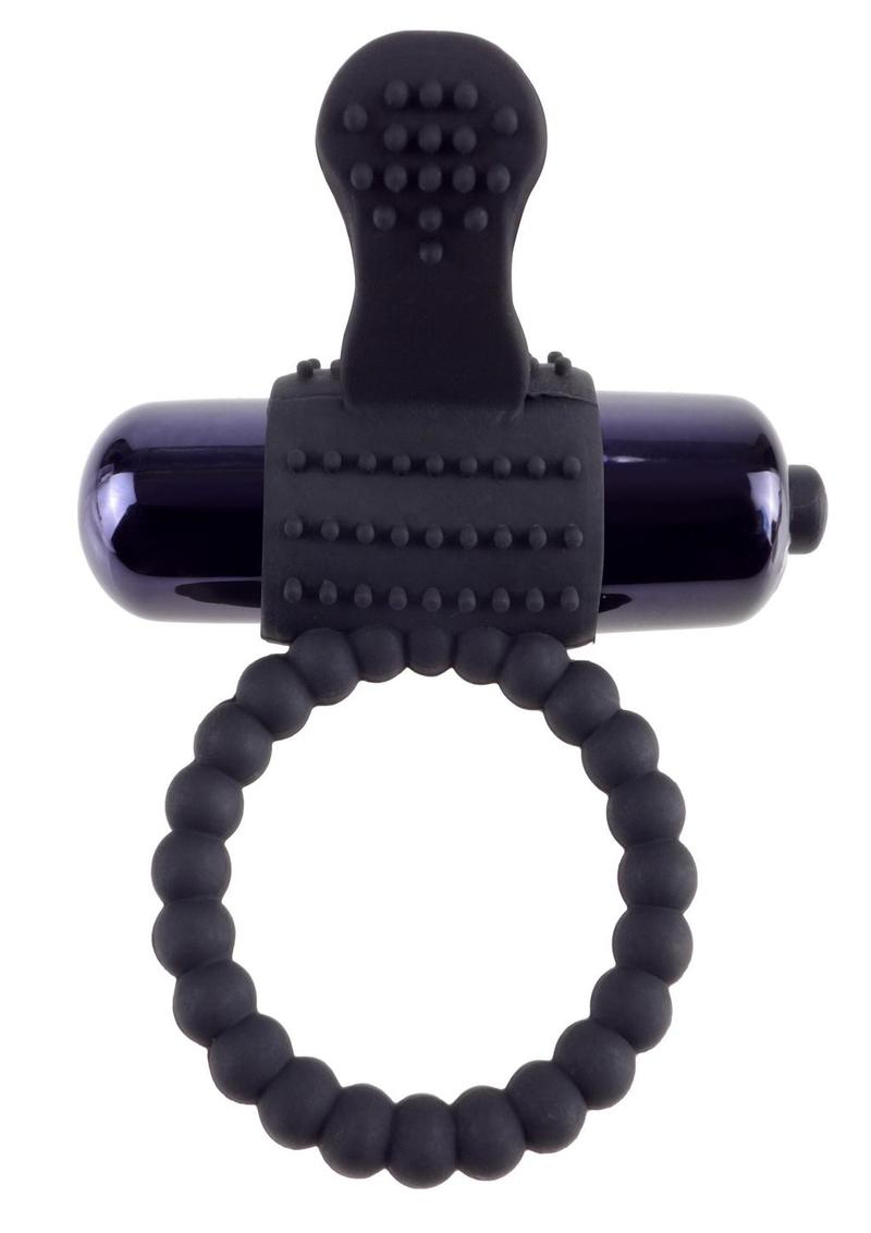 Fantasy C-Ringz Vibrating Silicone Super Cock Ring with Bullet - Black